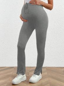 SHEIN Maternity High Waist Split Hem Slim Fit Leggings
