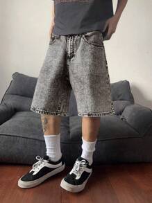 Claim Dot Plus Size Men's Washed & Distressed Denim Casual Shorts Short Jeans For Men Baggy Jeans Shorts Men Hang Out Going Out Tropical Vacation Street