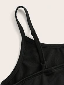 SHEIN Girlism Tween Girl 3 Pieces Set: Short Sleeve Camisole & Shorts - Black - View 5