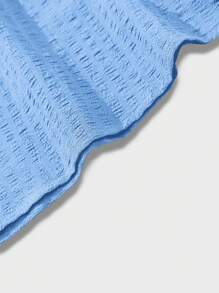 SHEIN Clasi Women's Deep V-Neck Button Cap Sleeve Sexy Vacation Dress - Blue - View 5