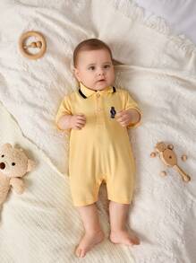 Cozy Pixies Conjunto de ranpero y shorts de manga corta con estampado de oso de dibujos animados recién nacido, de punto suave