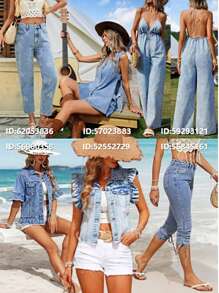 Breezaya Women's Casual Drawstring Side Skinny Fit Jeans For Beach Vacation And Music Festival Outfits For Woman Summer Vacation Outfits Women