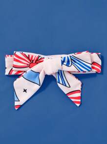 SHEIN Baby Girl Summer Bodysuit With Patriotic Element Prints, Pink, Comes With Matching Headband, Everyday/Outdoor Essential,4th Of July - Pink - View 4