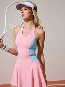 CourtClass Women's Tennis Racerback Sports Dress With Contrast Color Trim, Shorts, Outdoor Workout Spring Summer Workout Clothes Women Women Clothing Athletic Women Clothing Exercise Workout Gear Women - Multicolor - View 7