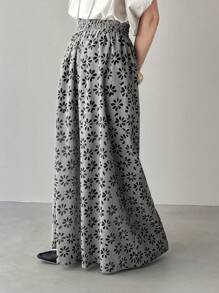 FRIFUL Women's All-Over Floral Print Wide Leg Cropped Pocket Decorated Pants, Music Festival Boho Vacation Outfits Women - Black - View 5