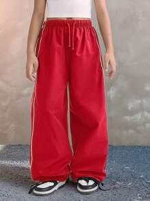 Coolane Kids Ropa de niña preadolescente: pantalones rojos, ropa de vuelta al colegio, ropa a juego mamá e hija, estampado vintage de K-pop, pantalones de chándal de pierna ancha azul marino, pantalones de chándal de fútbol/voleibol, disfraz de Acción de Gracias/Halloween, pantalones de chándal de Navidad, para primavera/otoño/invierno