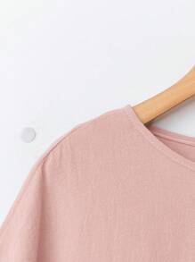 Rusticease Vestido midi casual de mujer de verano con cuello redondo y manga corta en unicolor