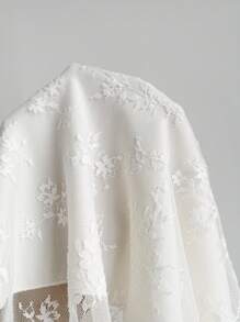 Sweetra 女士花卉蕾丝侧抽绳时尚短裙 - 杏色 - 查看 4