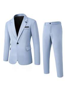 Manfinity Mode Ensemble de costume pour hommes de couleur unie, mode pour l'été
