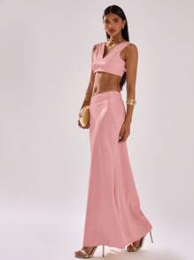 MUSERA Low Rise Slim Fit Maxi Skirt Spring Summer Boho, Elegant, Holiday Vacation