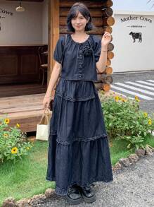 FRIFUL Women Denim Two Pieces Outfits Women Summer Clothing Woman S Summer Clothes Women S Clothes Work Summer Dresses Women Plus Clothing Formal