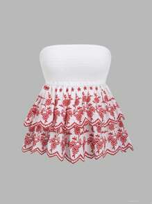 TrendSteals Atasan Crop Top Berenda dengan Hiasan Renda dan Rumbai di Bagian Bawah, Seksi & Menawan untuk Wanita - MultiWarna - View 1