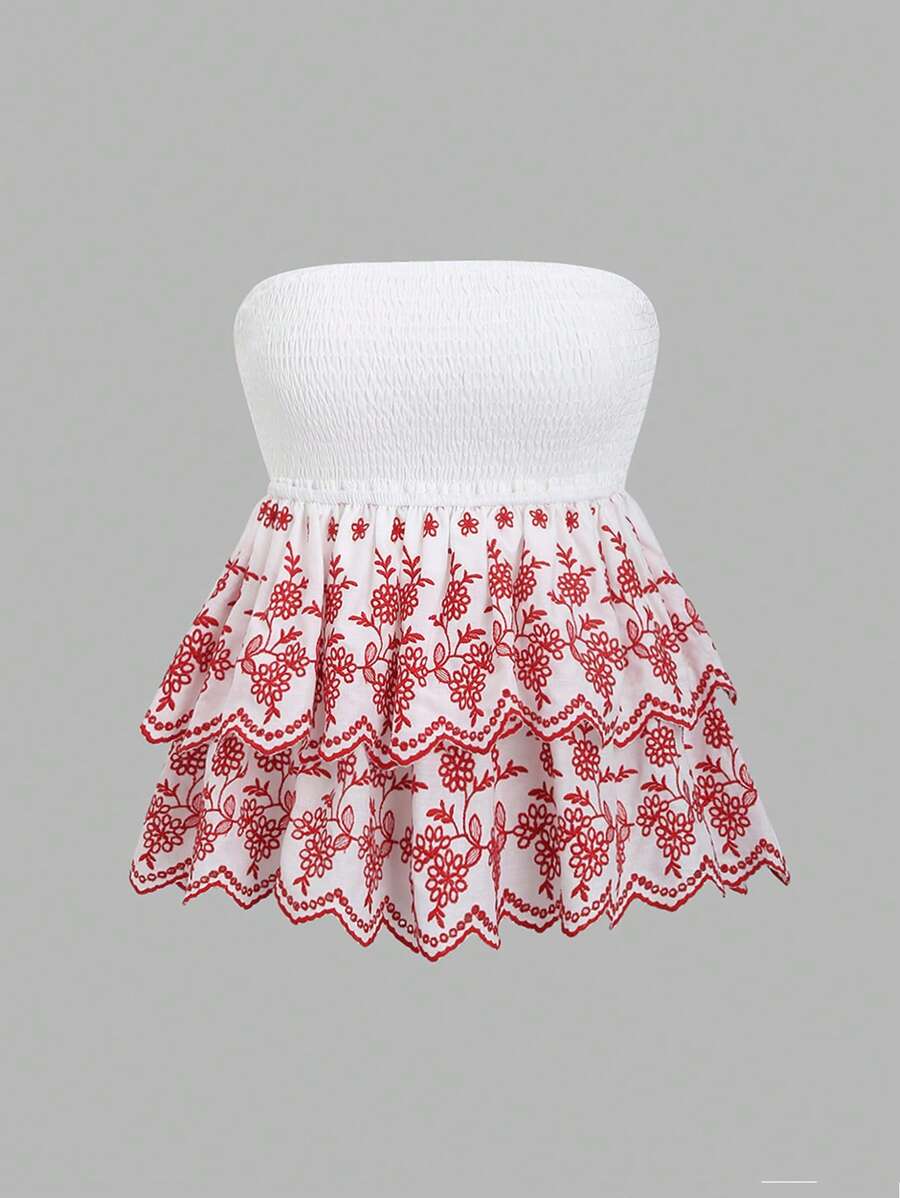 TrendSteals Atasan Crop Top Berenda dengan Hiasan Renda dan Rumbai di Bagian Bawah, Seksi & Menawan untuk Wanita - MultiWarna - View 1