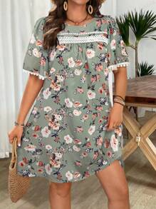 SHEIN LUNE Váy bó ren dệt thanh lịch cỡ lớn cho nữ - màu xanh lá - Xem 4