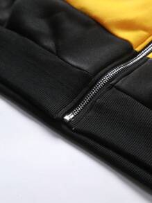 PAVTROS Men's Contrast Color Patchwork Zip-Up Casual Long Sleeve Jacket  Yellow Top Men - Multicolor - View 7