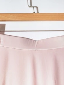 Franclia 女士纯色荷叶边百褶优雅半身裙 - 藕粉色 - 查看 5