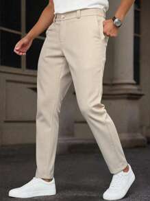 Manfinity Bizformal Pantalon habillé décontracté à rayures tissé pour homme