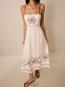 Poéselle Abiti da donna ricamati e con stampe, abiti con schiena scoperta e lacci, abiti boho da resort, abiti da donna con stampa floreale, abiti casual con spalline sottili per vacanze, outfit da concerto country per donne, abbigliamento da festival streetwear