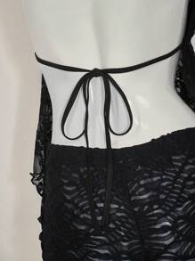 SHEIN ICON 女士蕾丝吊带背心，夏季时尚 - 黑色 - 查看 12