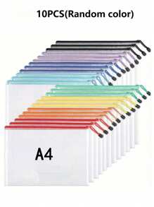 Extra Large Grid Waterproof Zipper Document Bag - A3/A4/B4/A5/B5/B6 Transparent Student And Professional Document Organizer, Ideal For Paper And Exam Storage. - Multicolor - View 6