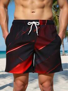 Surfspeed 男士时尚泳裤，速干沙滩裤，休闲印花泳裤，带口袋和抽绳，常规版型，涤纶面料，纯色，彩色，男士泳装男士泳裤泳装沙滩装男士沙滩装沙滩装男士沙滩短裤，夏威夷