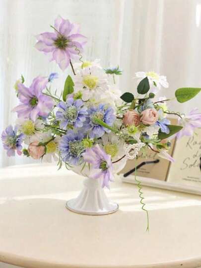 Retro High Foot Flowerpot, European Wedding ation Flower Vase, Photography Prop, Dry Arrangement, End view 4