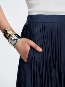 Aalyst 女士时尚阔腿裤，2025年春季新款休闲百褶宽松轻便长裤