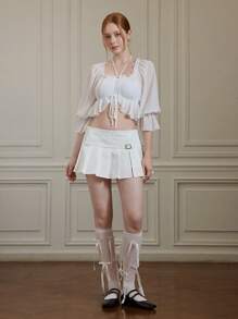 SHEIN MOD 女士白色透明性感上衣，波西米亚风格，海滩度假，乡村风情 - 白色 - 查看 2