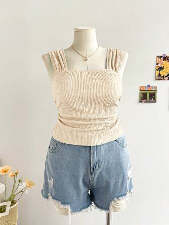 SHEIN Privé 大码女式纯色简约百搭背心，优雅适合春夏休闲装、外出和约会