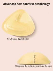 SHEIN Double-Sided Adhesive Padded Triangle Seamless Push-Up Bra Insert Petals Boob Pad, Thicker To Enhance Cleavage - Apricot - View 6