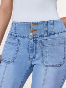 SHEIN BAE Jeans en denim élégant évasé et casual pour sortir pour femmes