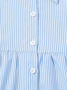 SHEIN Mädchen Kleinkind gestreiftes Kurzarm-Kleid mit Schulterpolstern, europäisch-amerikanischer Stil, geeignet für den Unabhängigkeitstag