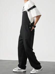 Claim Dot Men's Fashion Slant Pocket Jumpsuit, Suitable For Summer, Fall