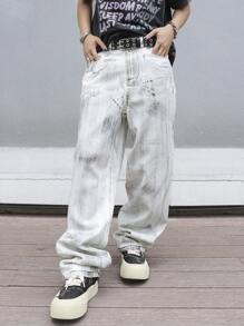 Manfinity EMRG 男士时尚休闲复古水洗牛仔裤 - 彩色 - 查看 8