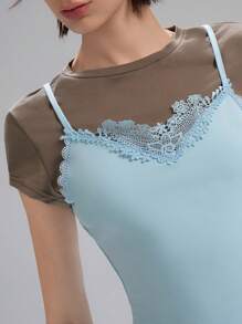 LYSMO Women's 2 In 1 Color Block T-Shirt - Spring/Summer 2025 New Arrival