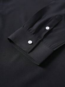 Calvornis Men's Casual Fashion Black Long Sleeve Shirt, Fall - Black - View 7