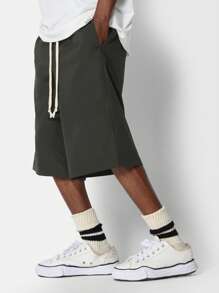 SUMWON Pantalones cortos bermudas de baloncesto con cordón, con bolsillos, cintura elástica, rodilla ancha, longitud hasta la rodilla, de verano, para deporte, entrenamiento, ocio y comodidad