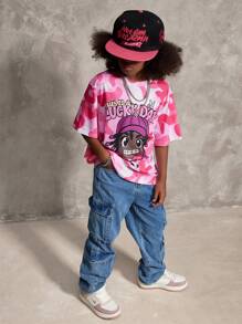 Coolane Kids Tween Boys Spring/Summer Streetwear Graphics Tees - Pink - View 5