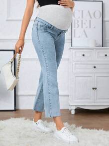 SHEIN Fashionable Maternity Jeans, Suitable For Summer - Light Wash - View 7