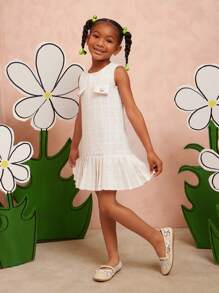 Mini mi CC 风格女童蝴蝶结系带蕾丝和黄麻波西米色帆布平底鞋——从游乐场到海滩度假胜地 - 米色 - 查看 5