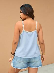 Elaquor Plus Size Women Vacation Casual Embroidery Patch Camisole