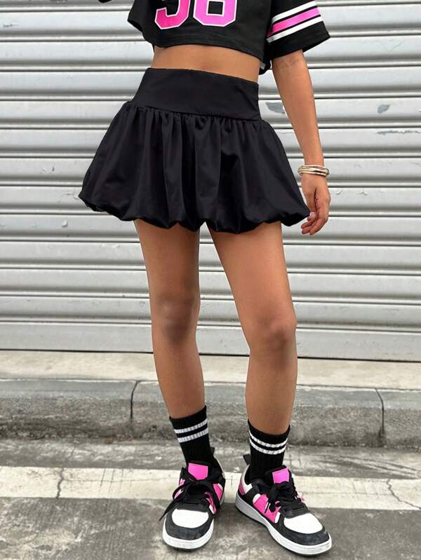 Coolane Kids Tween Girls Fall/Winter Basic Knit Stretchy Comfortable Black Bubble Skirts