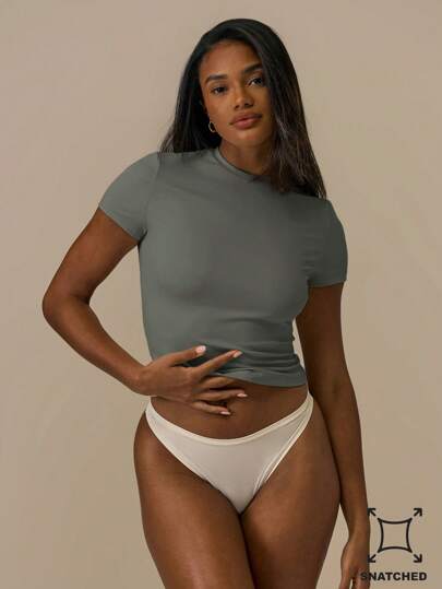 MUSERA Camiseta de manga corta con efecto ceñido, elegante para vacaciones, aeropuerto, casual, vuelta al colegio, invierno, y verano