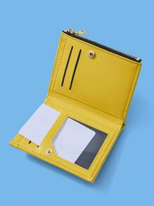 SUPERMAN X SHEIN Fashionable Yellow Geometric Pattern Short Wallet