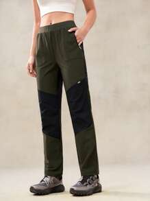 OutZeal Pantalones de verano para mujer de ajuste ceñido, con bloqueo de color, ligeros, de secado rápido y con efecto refrigerante, con bolsillos con cremallera