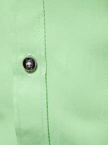 Calvornis Áo sơ mi nam tay dài, đơn hàng khuy đơn, thường ngày/công sở, áo sơ mi co giãn, áo sơ mi trơn, áo sơ mi nam dáng ôm, áo sơ mi nam dáng ôm, thường ngày, áo sơ mi nam dáng ôm, cho mùa thu - màu xanh lá - Xem 5