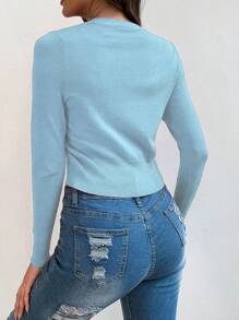 Chiquease Cárdigan ligero de unicolor, de moda para el verano - Celeste - Ver 2