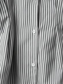 Franclia Elegant Short Sleeve Blouse, Striped Shirt, Fitted Waist Puff Sleeve Top, Suitable For Women - Black - View 5