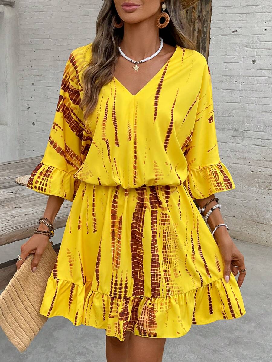 Breezaya Vestido corto de mujer con cuello en V, de moda para el verano