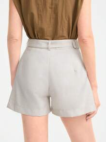 Aalyst Haferfarben minimalistische Damenhosen mit Metall-Gürtelschnalle, Sommerhosen